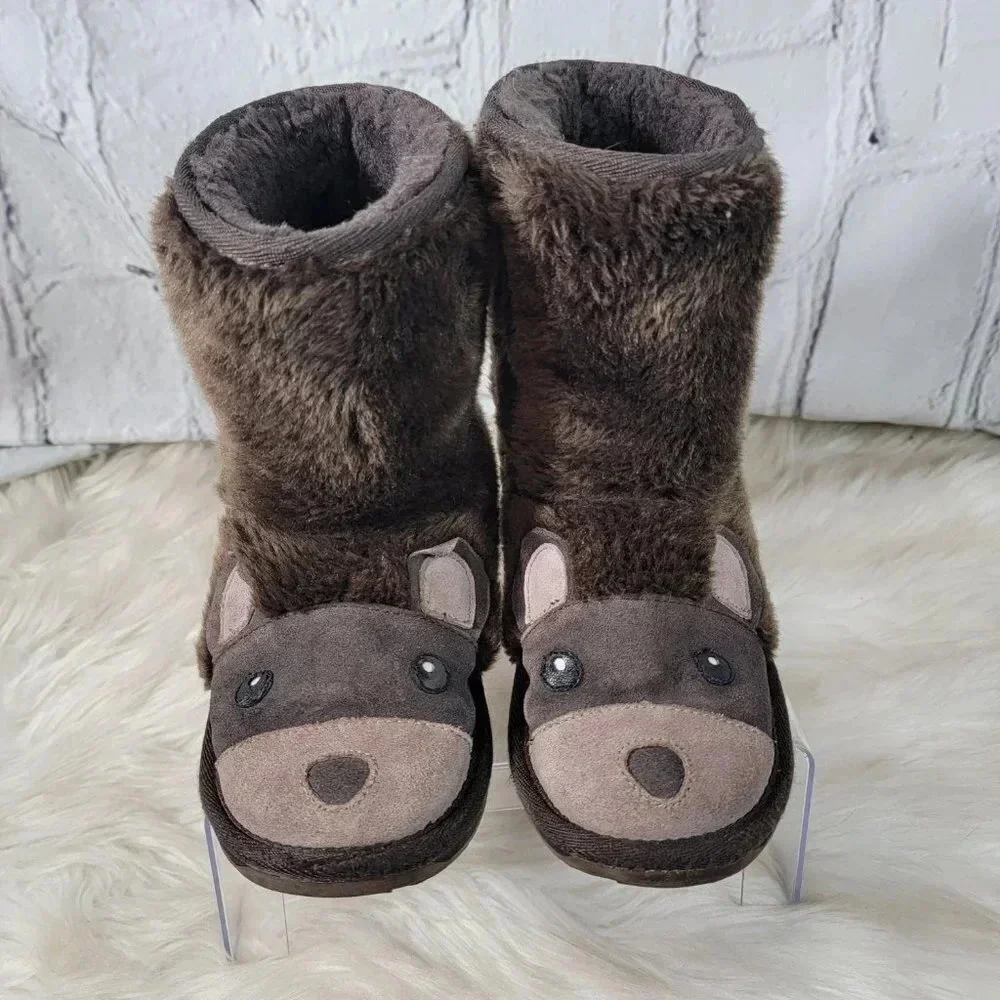 EMU Australia Unisex Boys Girls 3‎ Winter Boots Wool Brown Bear Shearling Warm
